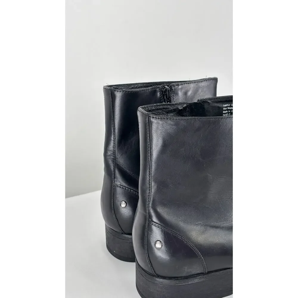 SAS Tripad Comfort Black Leather Side Zip Ankle Dress Boots Square Toe Mens 12M